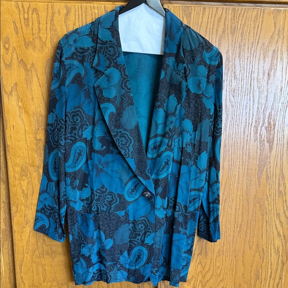 Judy Knapp Jackets & Blazers - Vintage Floral Teal Women's Blazer